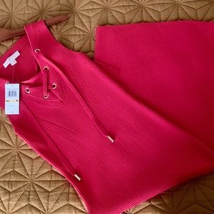 Michael Kors Lace-Up Ribbed Sweater Dress